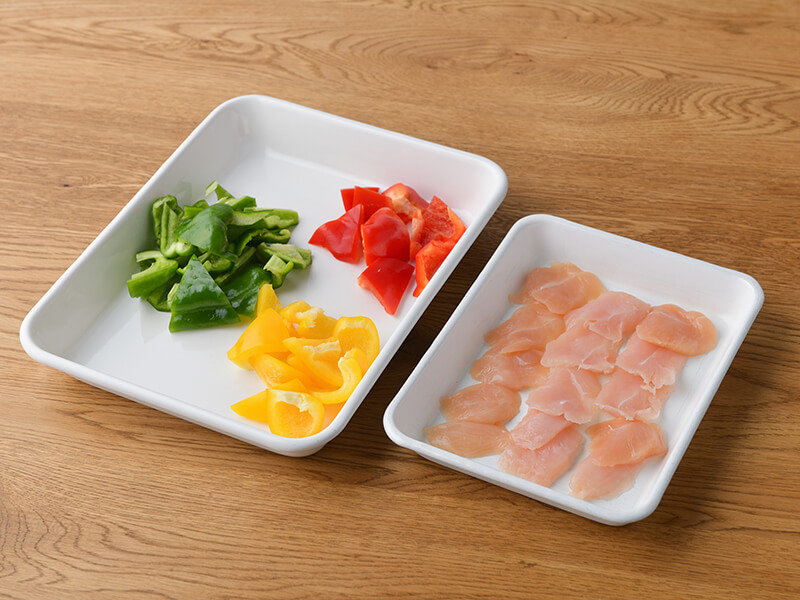 おなかにやさしいレシピ:ささみとパプリカのノンオイルソテー